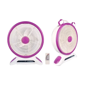 Stargold 14 Rechargeable Table Fan With Remote Control And Smd Led Light, 3 Speed 40w Copper Motor, Portable Desk Fan For Home Office Bedroom, Sg-4048