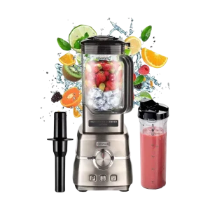 Kenwood Premium Power Blender 1500W With 2L Tritan Jar, 500ML Smoothie2Go Bottle & Lid, BLM91.640SS