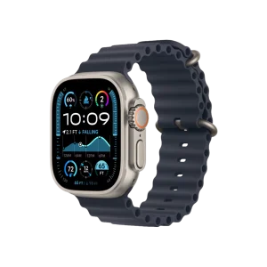 Apple Watch Ultra 2, 49mm Natural Titanium Case with Navy Ocean Band